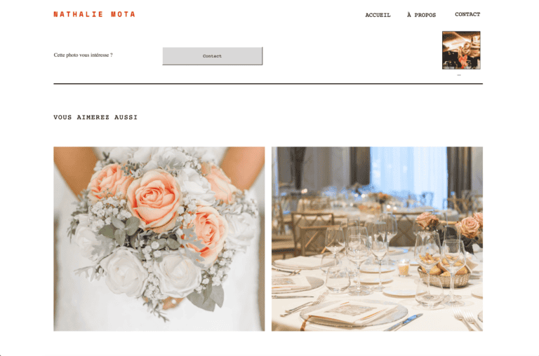 Page du détail des photos du site Nathalie Mota photographe professionnelle
